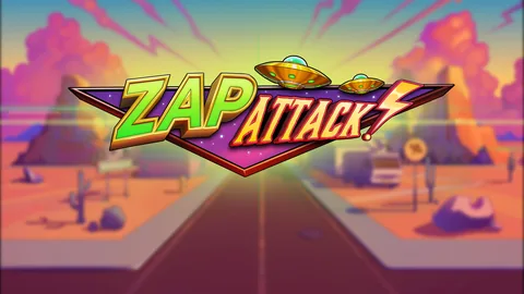 Zap Attack! için özgün tanıtım görseli: slot oyunu düzenini soyut geometrik desenle gösterir.